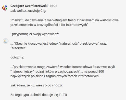 Za szeptankę dostje się filtr